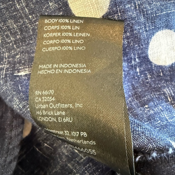 Anthropologie Maeve Navy Polka Dot Top 100% Linen, Button-Up, Size XL - Picture 7 of 7